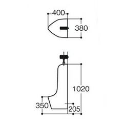 TOTO 壁掛小便器_UFH500サイズ